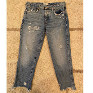 Free People Distressed Ripped Frayed Jeans